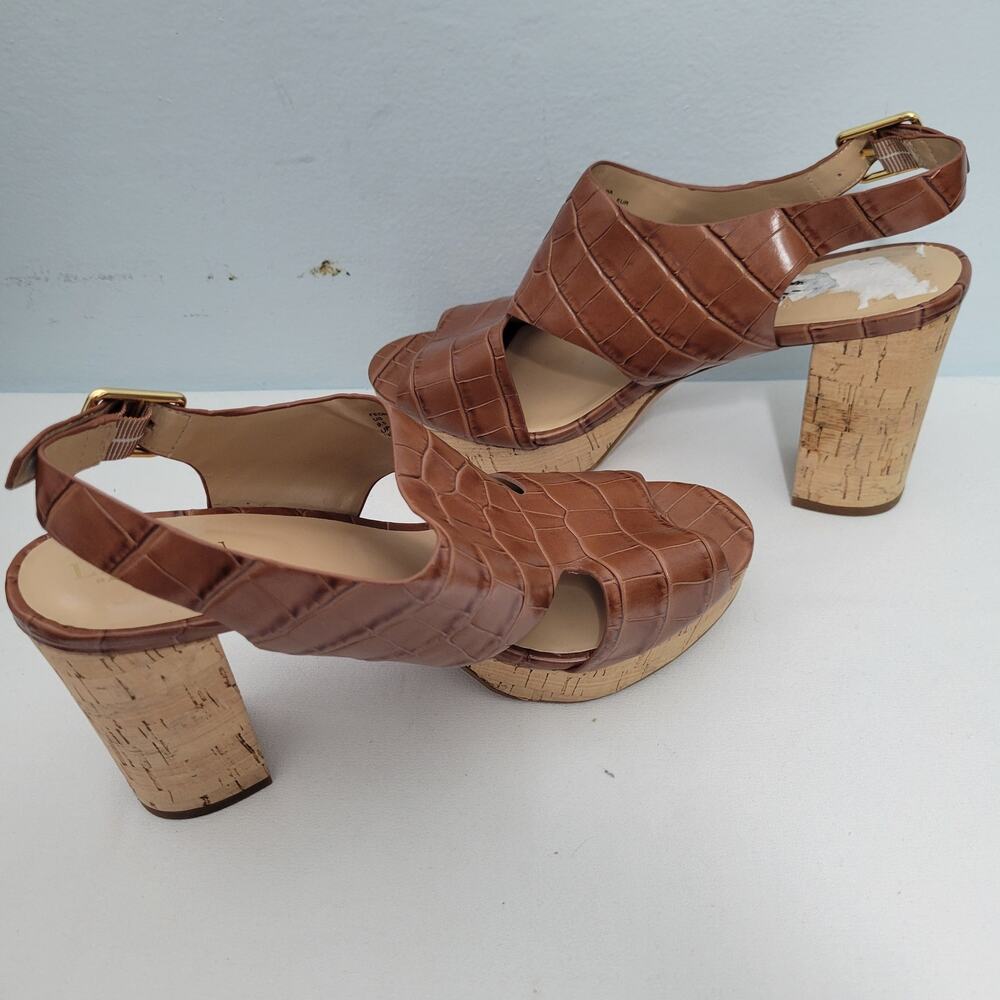 Lauren Ralph Lauren Feona Brown Crocodile Embossed Leather Sandals Size 9.5M - Picture 5 of 6